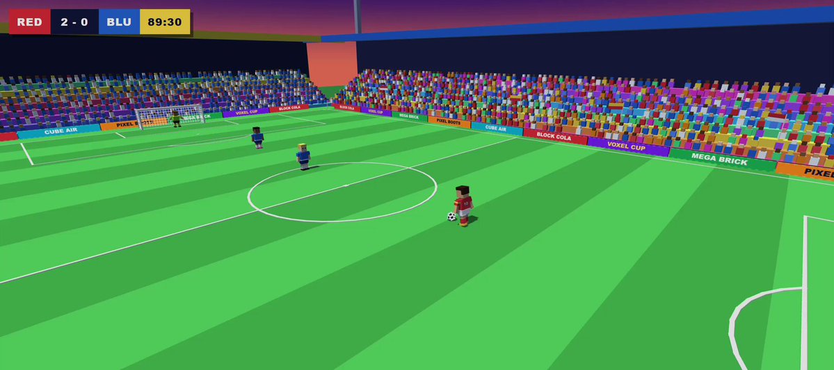 Voxel-style soccer animation