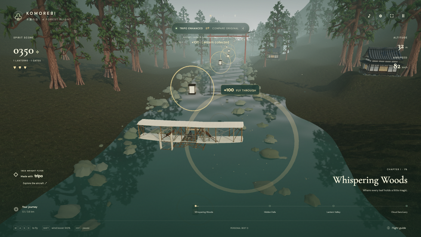 Wright Flyer Through a Japanese Forest
