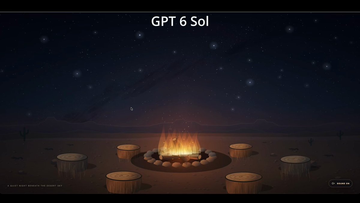 Hyperrealistische interaktive HTML-Szene mit Lagerfeuer in der Wüste