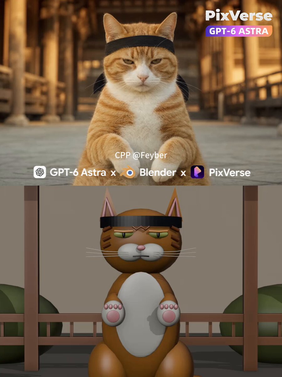 Workflow per animazione 3D e video di un gatto esperto di arti marziali